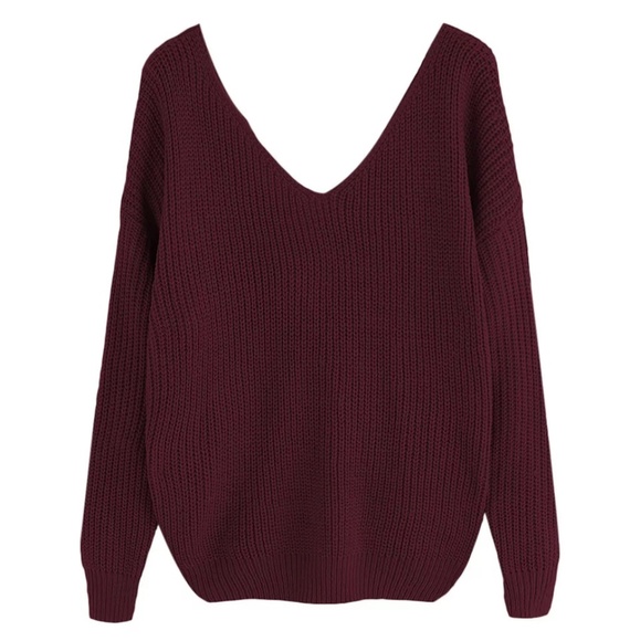 ❤💋🆕️**LAST ONE-Wine knitted pearl sweater - Picture 2 of 5